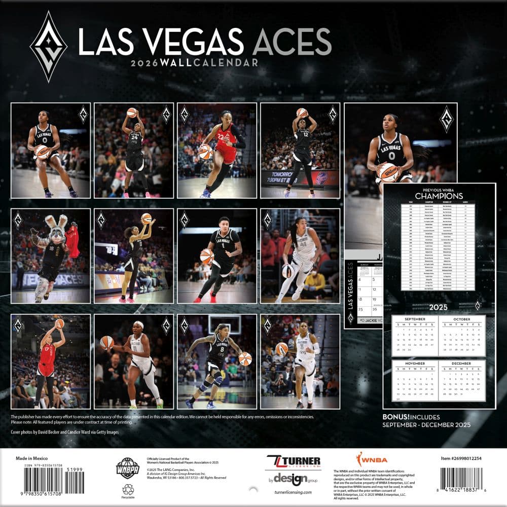 Las Vegas Aces 2026 Wall Calendar First Alternate Image