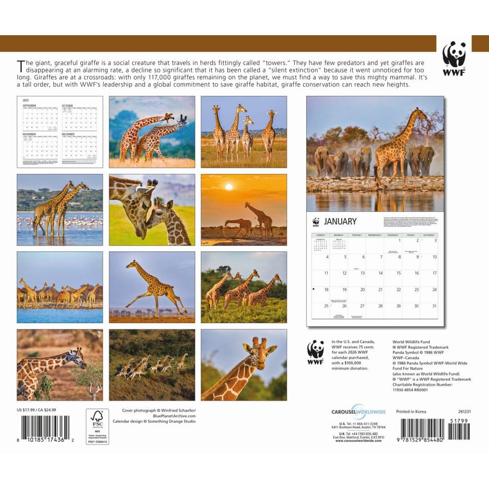 Giraffes WWF 2026 Wall Calendar First Alternate Image