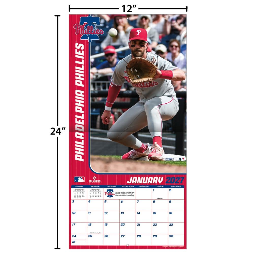 MLB Philadelphia Phillies Bryce Harper 2027 Wall Calendar Fourth Alternate Image