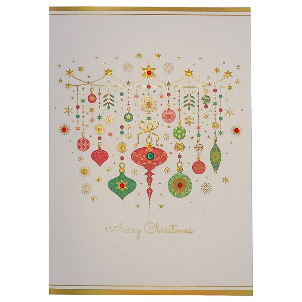 Ornate Ornaments on Pearl Christmas Card Alt1