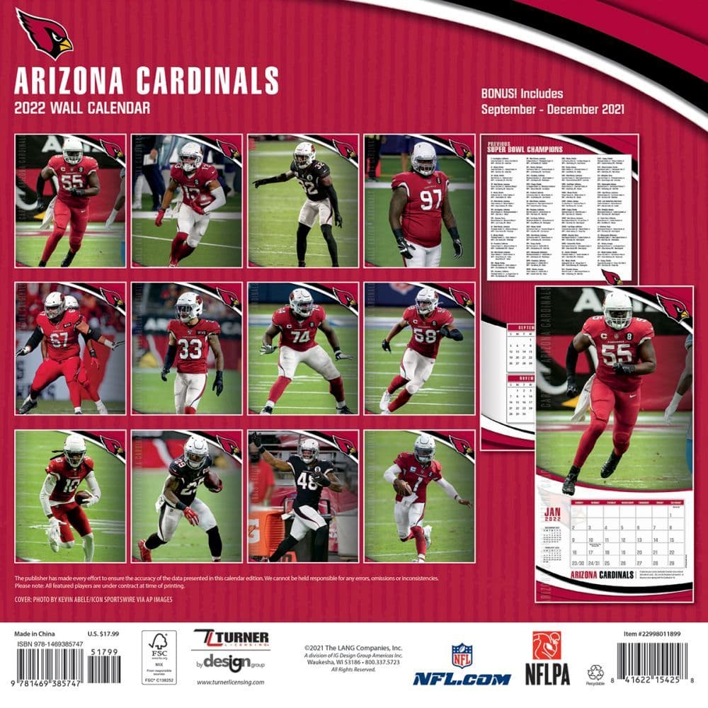 Cardinals Preseason Schedule 2022 Arizona Cardinals 2022 Wall Calendar - Calendars.com