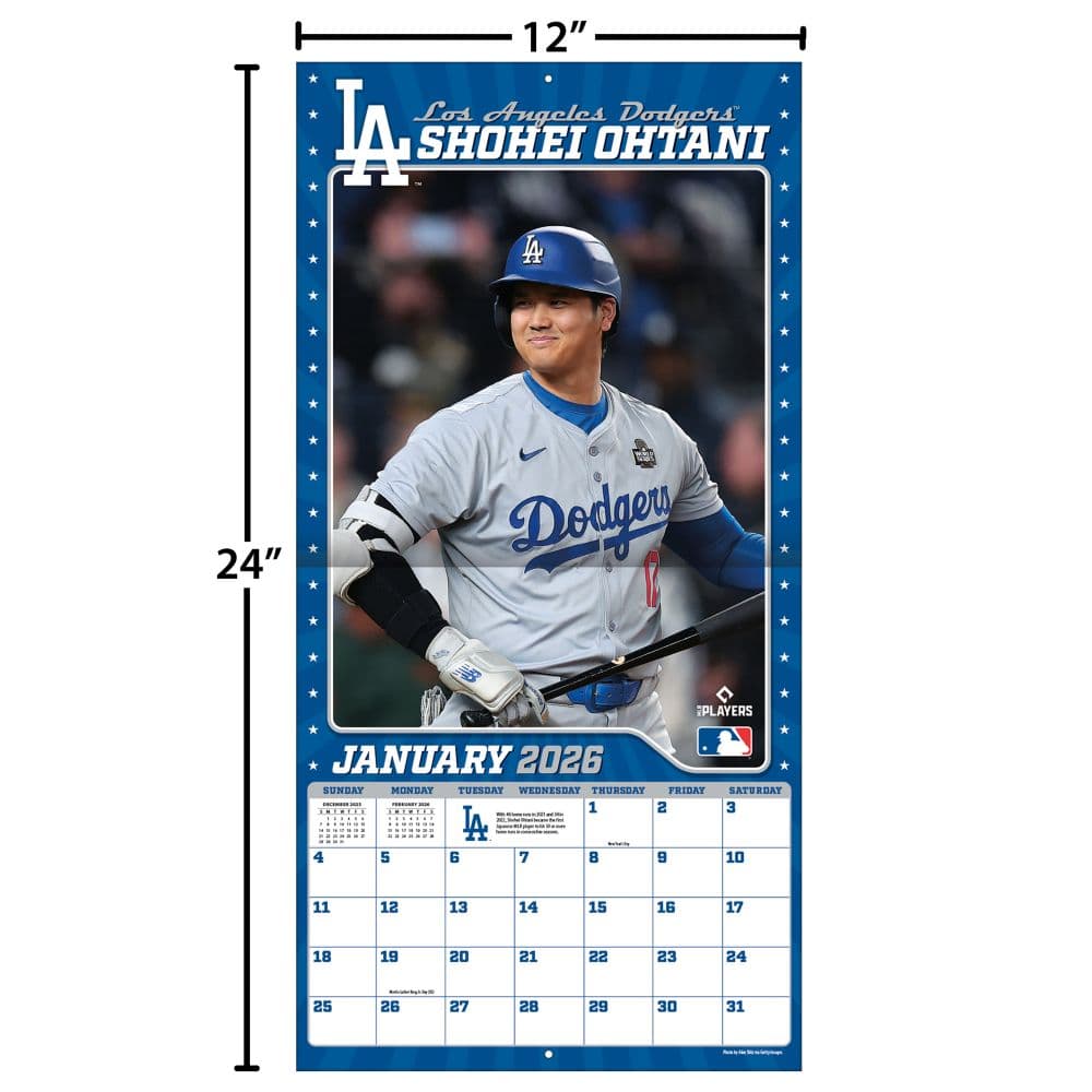 MLB Shohei Ohtani 2026 Wall Calendar Fifth Alternate Image