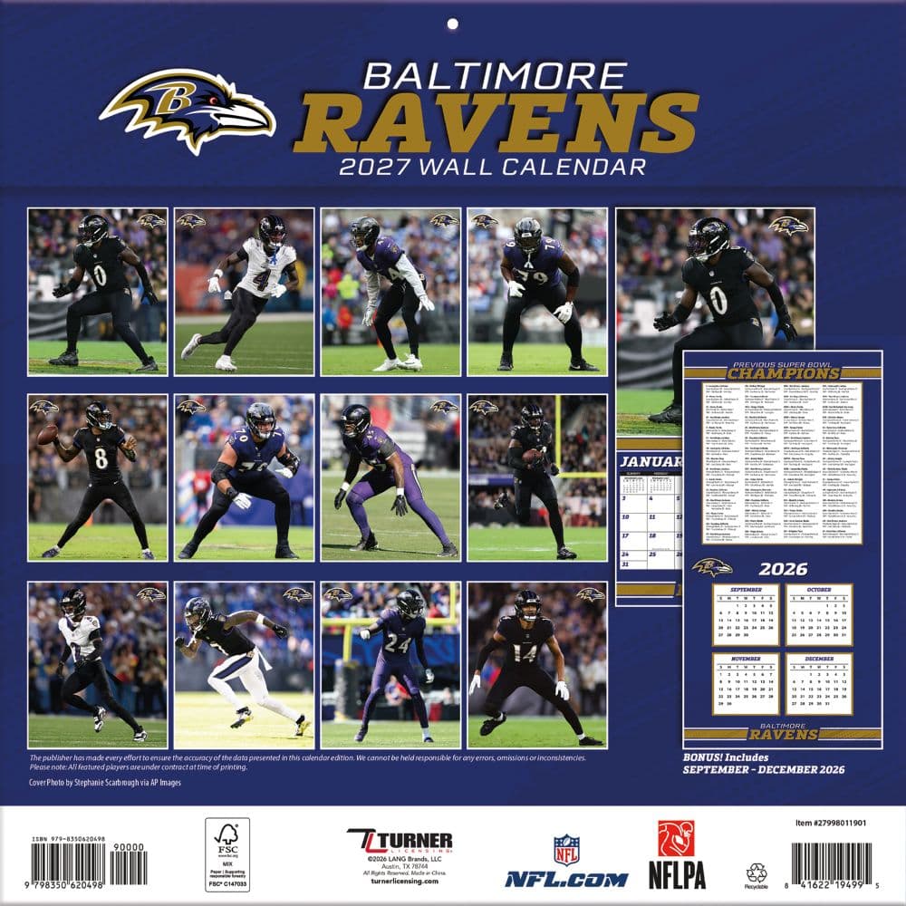 NFL Baltimore Ravens 2027 Wall Calendar First Alternate Image
