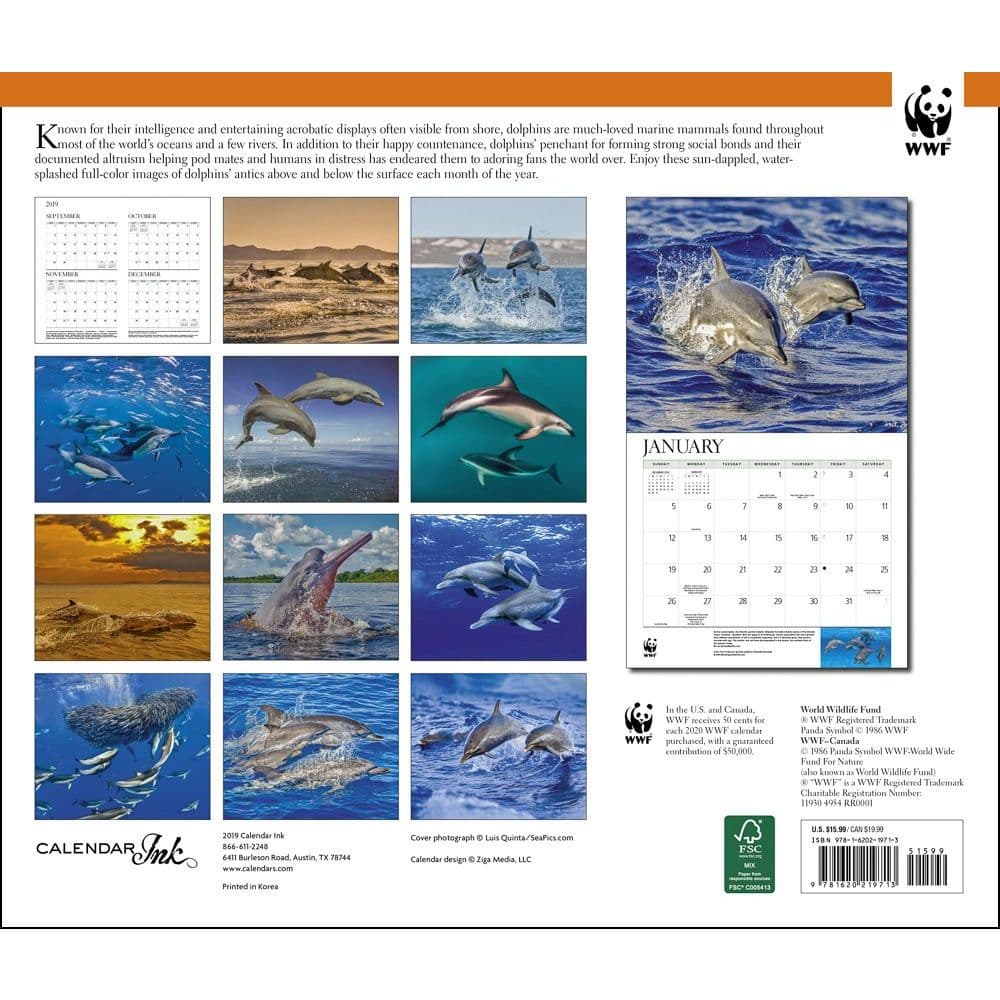 Dolphins WWF Wall Calendar