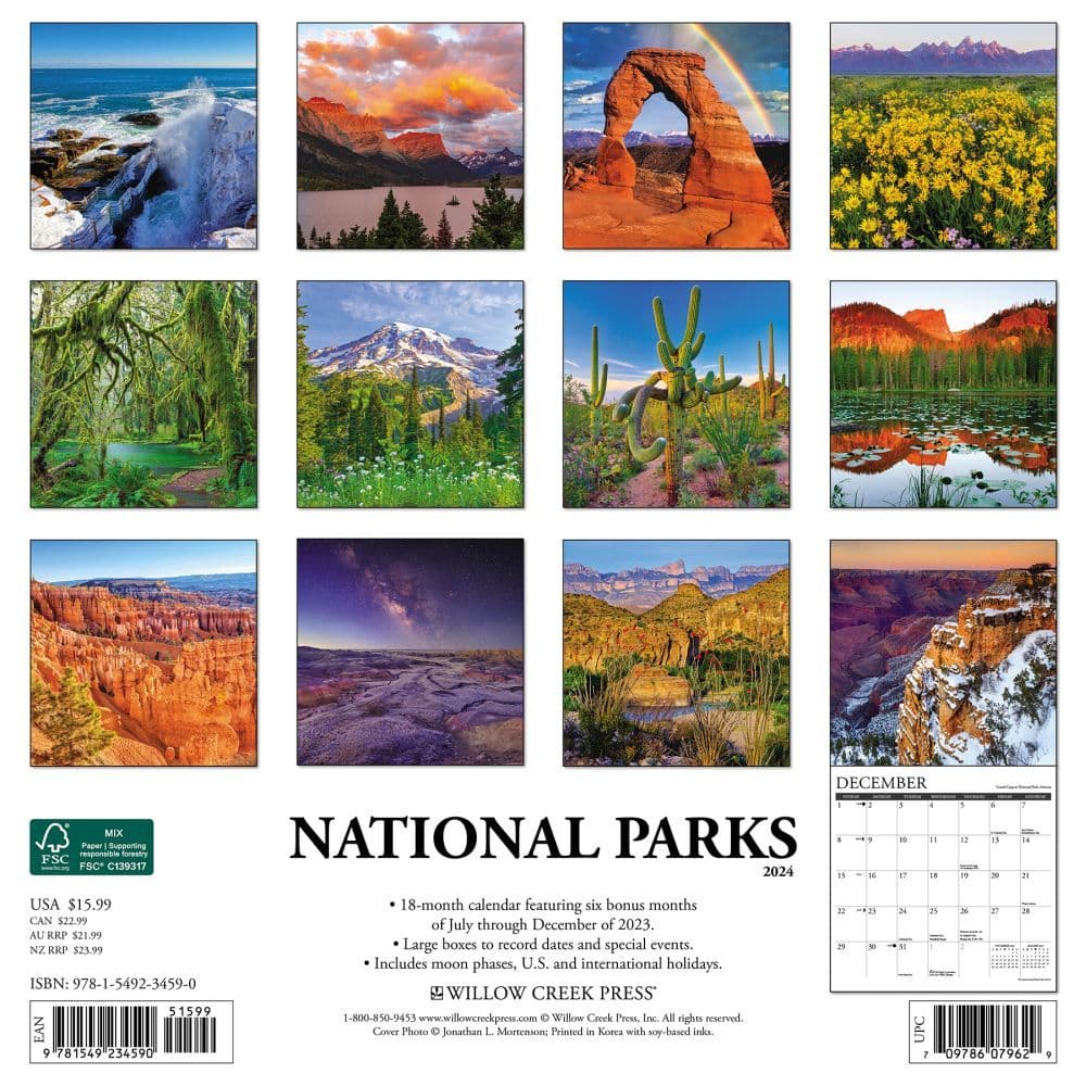 National Parks 2024 Wall Calendar Alternate Image 1