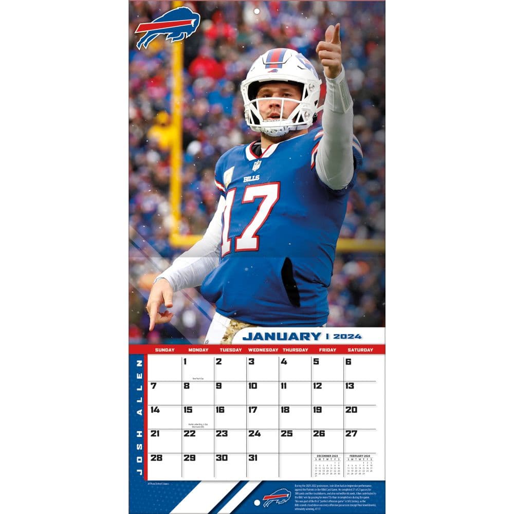 Buffalo Bills Josh Allen 2025 Wall Calendar