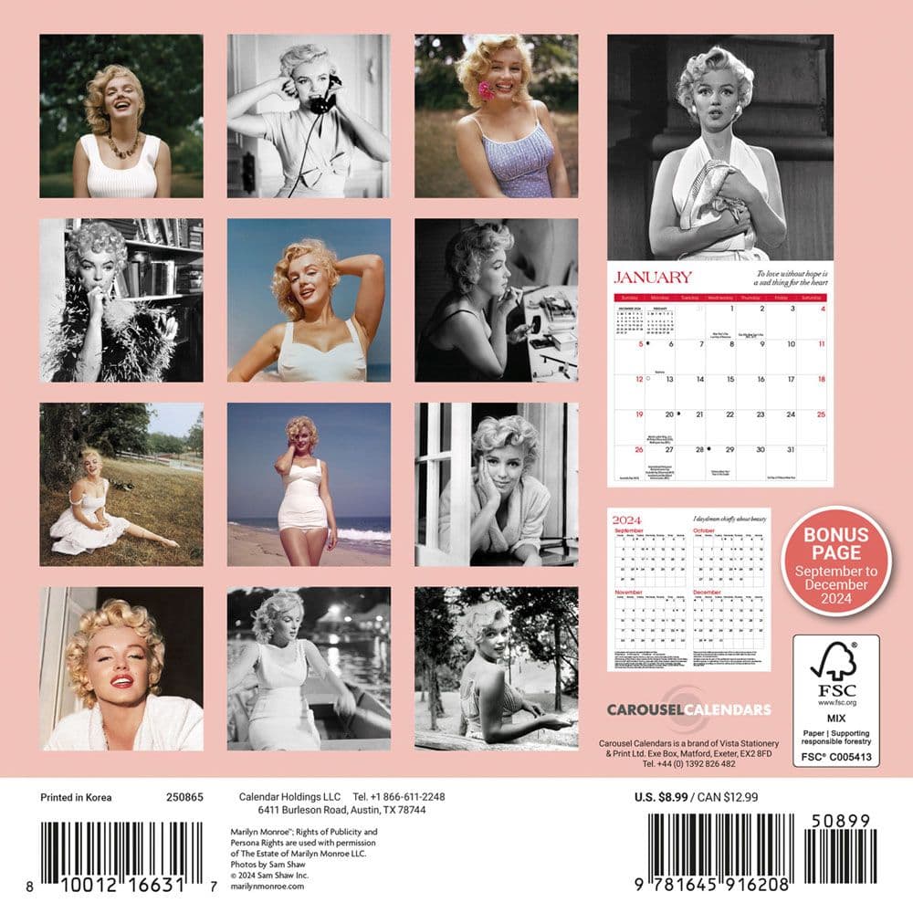 Marilyn Monroe 2025 Mini Wall Calendar First Alternate Image width=&quot;1000&quot; height=&quot;1000&quot;