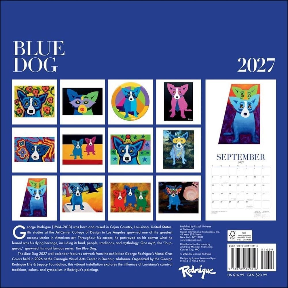 Blue Dog 2027 Wall Calendar by George Rodrigue Fourth Alternate Image