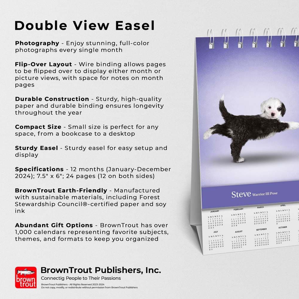 Yoga Puppies 2024 Easel Desk Calendar Fourth Alternate  Image width=&quot;1000&quot; height=&quot;1000&quot;