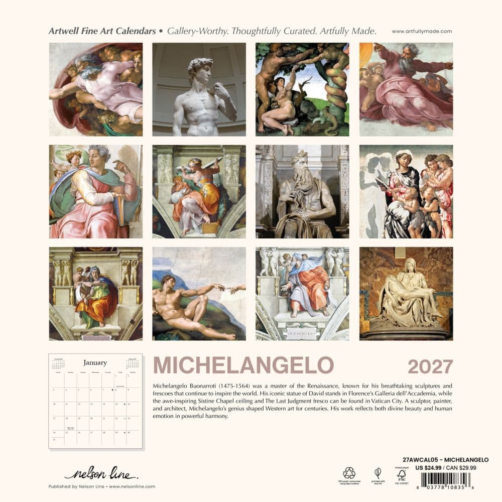 Michelangelo 2027 Wall Calendar First Alternate Image