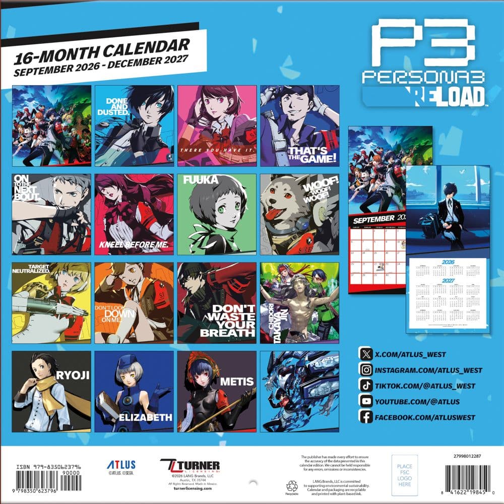 Persona 3 2027 Wall Calendar First Alternate Image