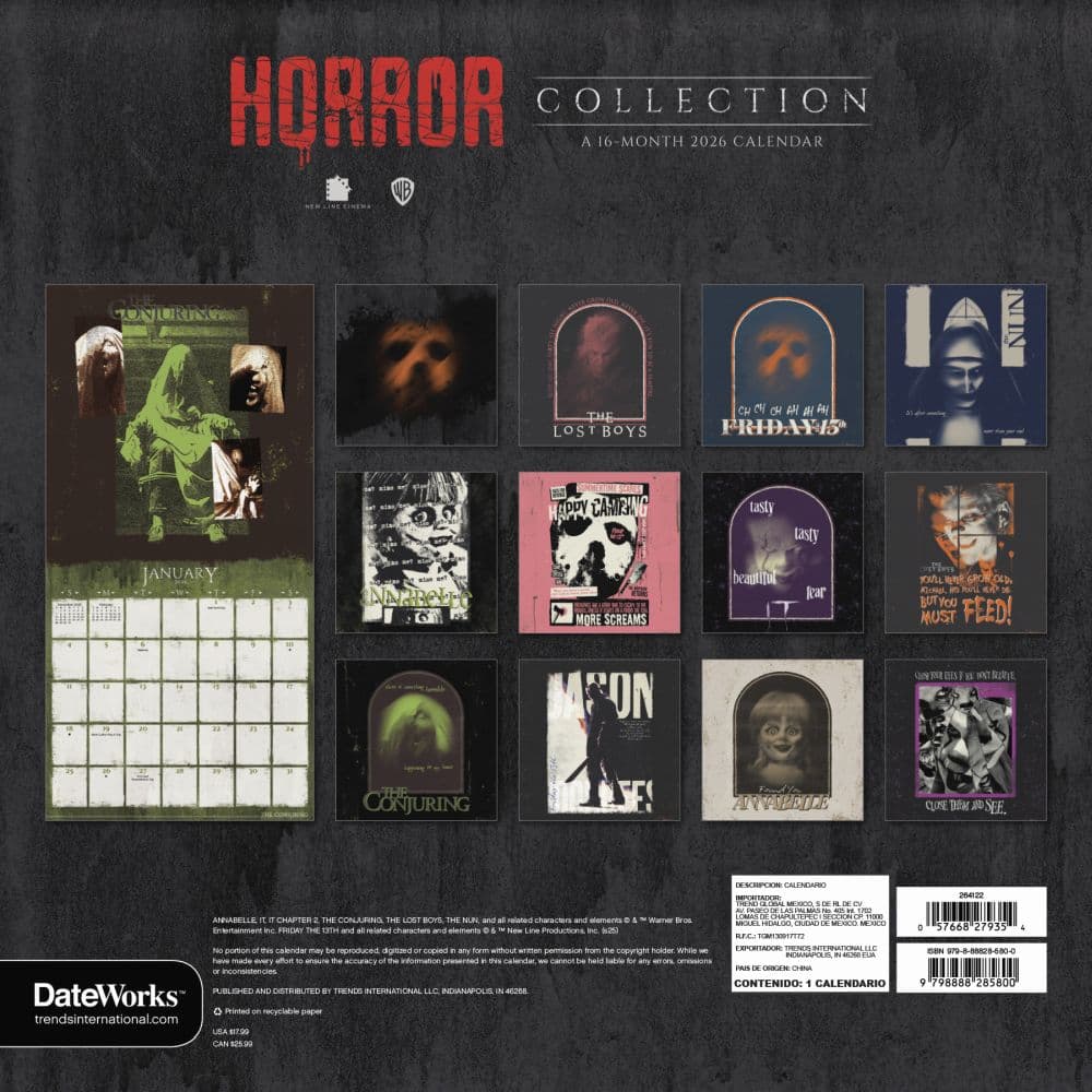 Horror Collection 2026 Wall Calendar First Alternate Image