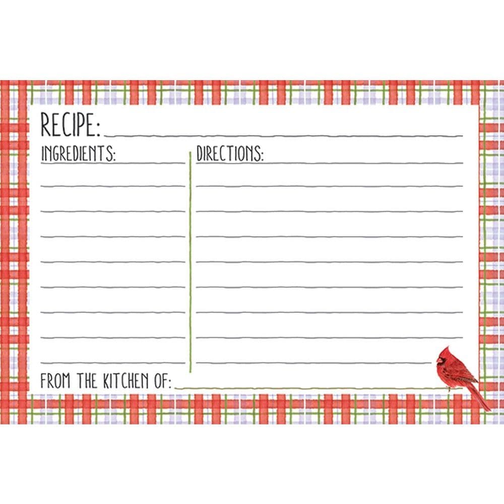 Cardinal Birdhouse Recipe Card 4X6