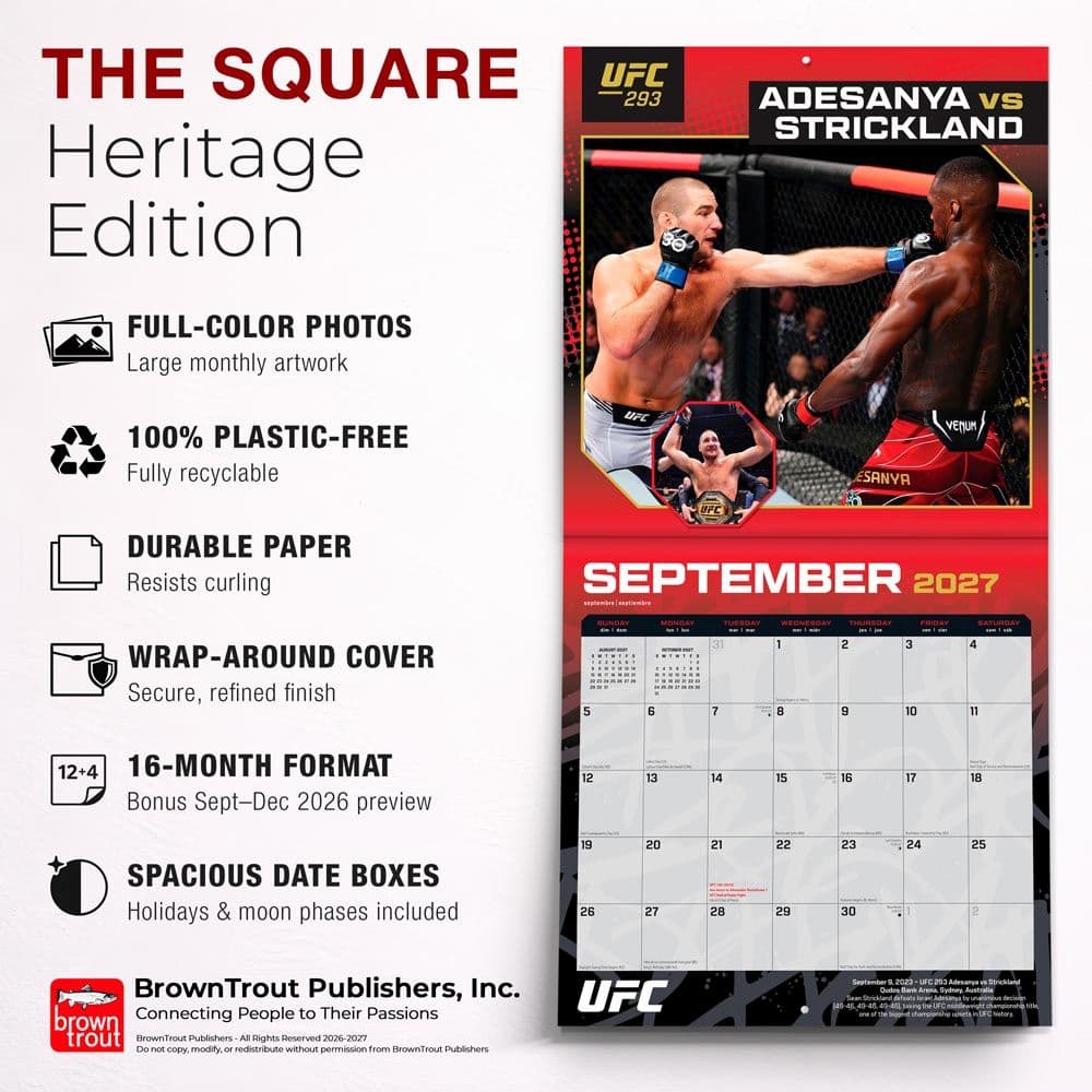 UFC Championship Bouts 2027 Wall Calendar Fifth Alternate Image