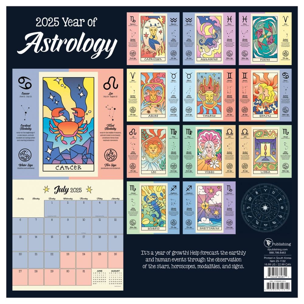 Year Of Astrology 2025 Wall Calendar back cover