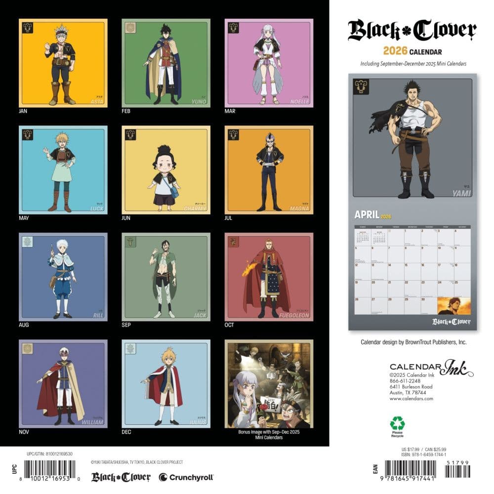 Black Clover 2026 Wall Calendar First Alternate Image