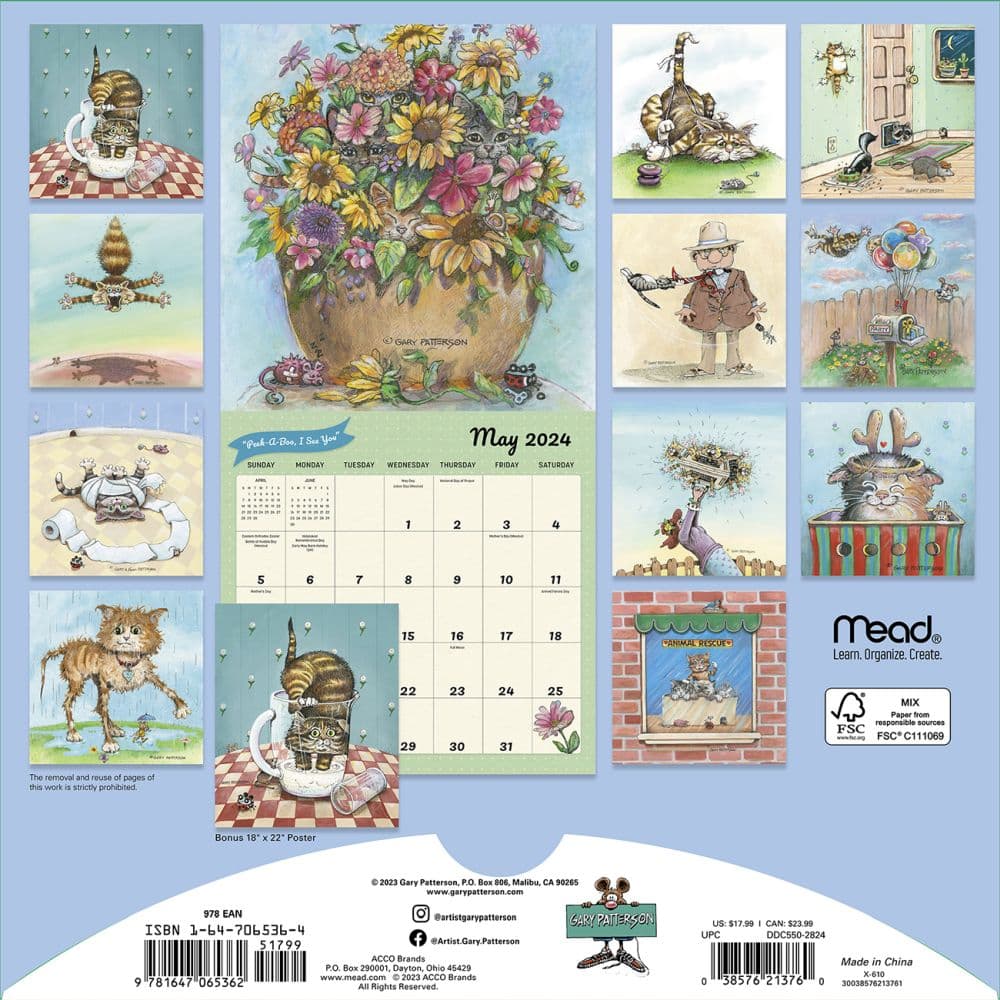 Patterson Cats 2024 Wall Calendar with Poster Alternate Image 1