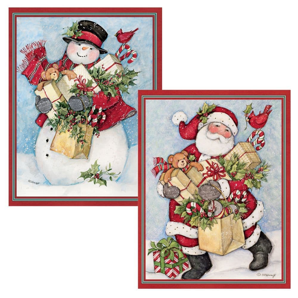 Candy Cane Snowman & Santa Assorted Boxed Christmas Cards - Calendars.com