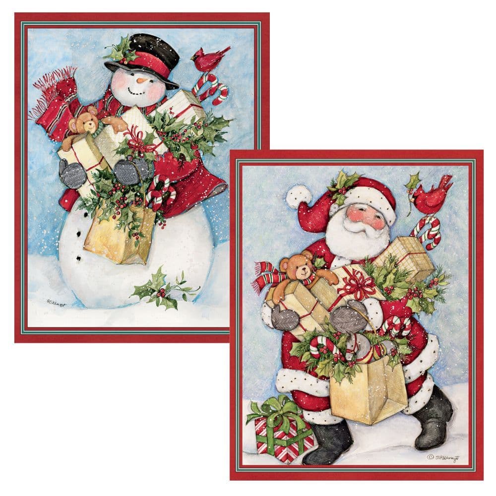 Candy Cane Snowman & Santa Assorted Boxed Christmas Cards by Susan Winget Main Image