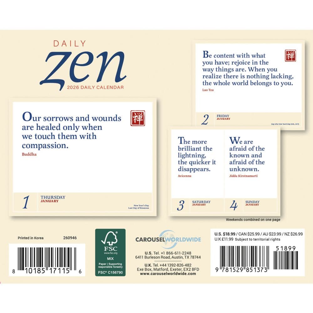 Daily Zen 2026 Desk Calendar First Alternate Image
