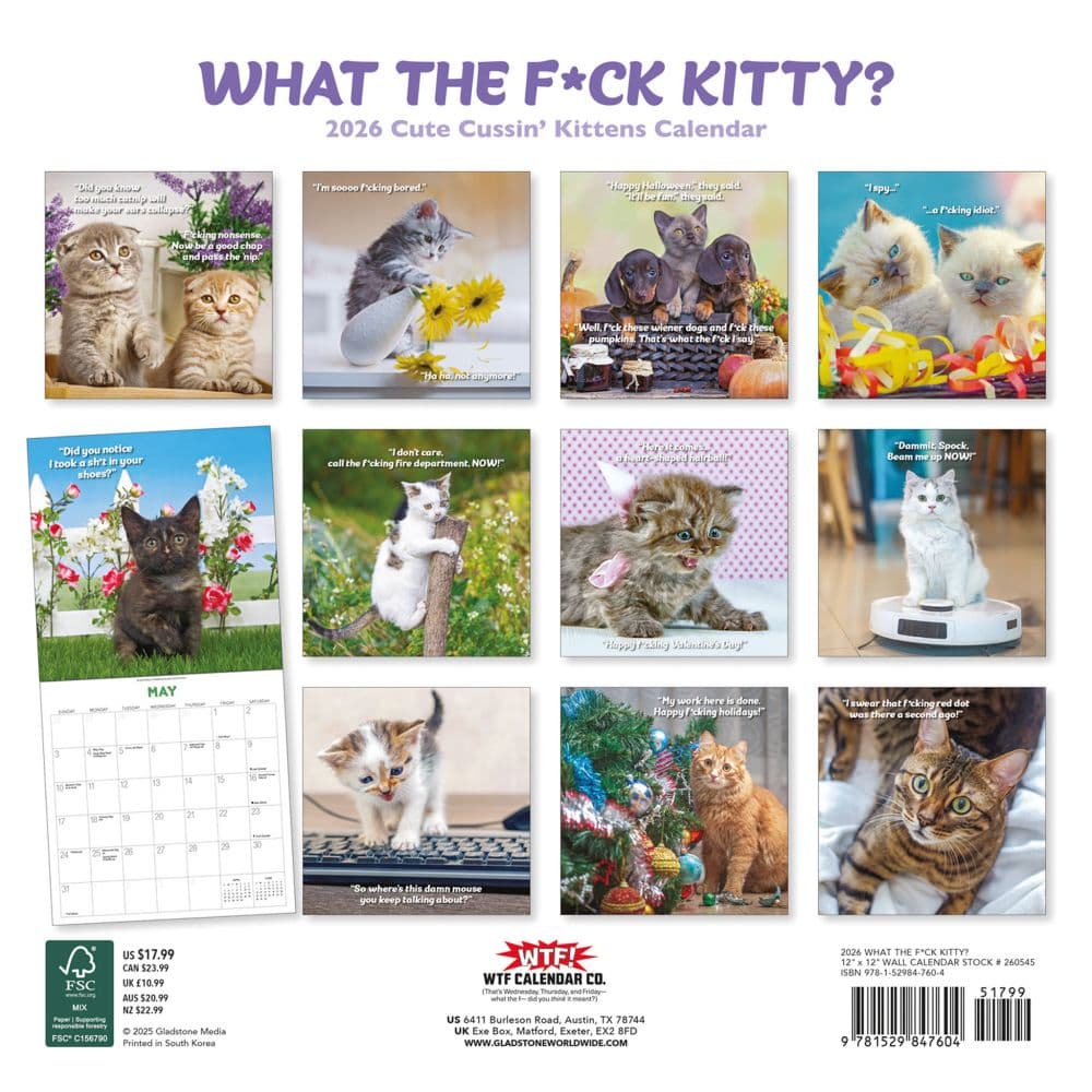 What the Fck Kitty 2026 Wall Calendar First Alternate Image
