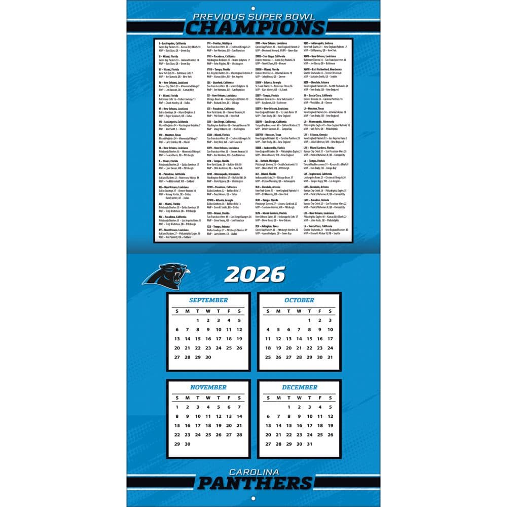 NFL Carolina Panthers 2027 Wall Calendar Second Alternate Image