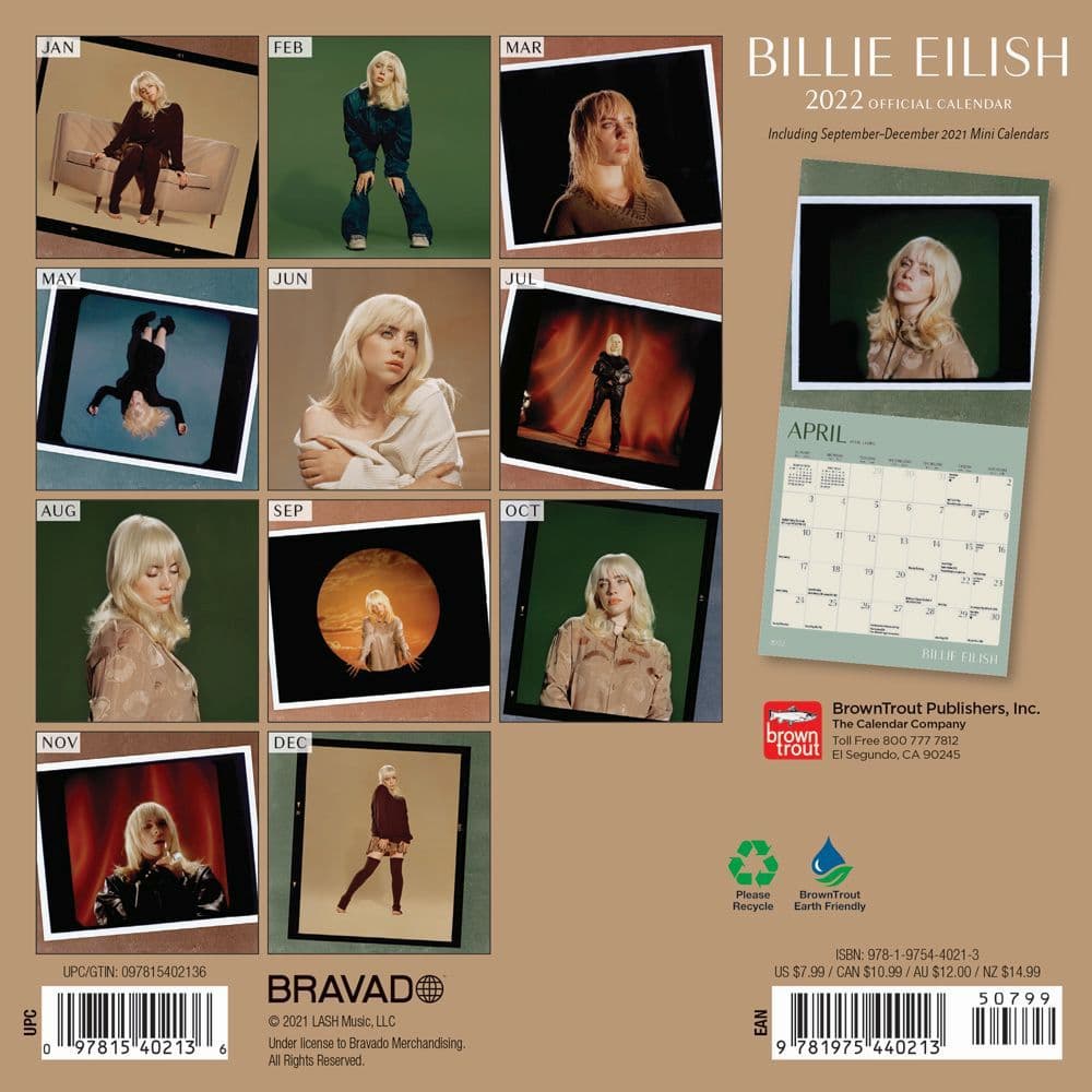 Billie Eilish 2022 Mini Wall Calendar - Calendars.com