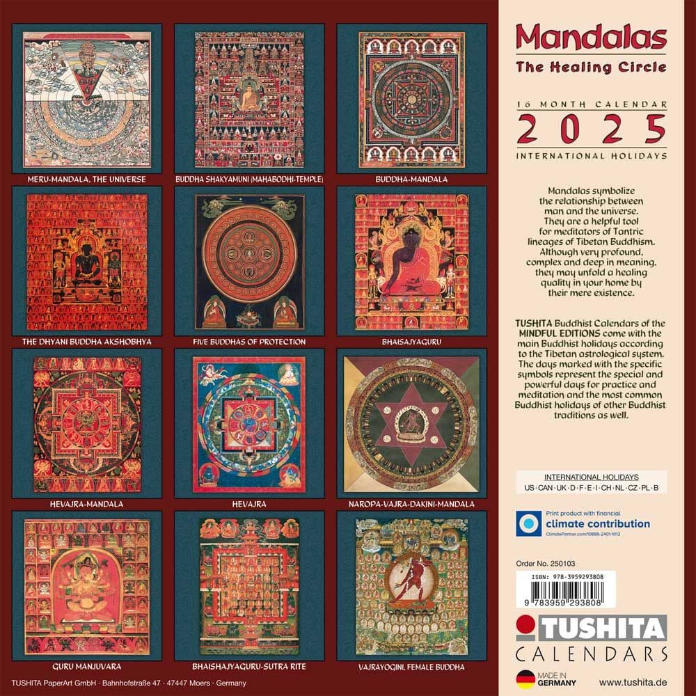 Healing Mandalas 2025 Wall Calendar