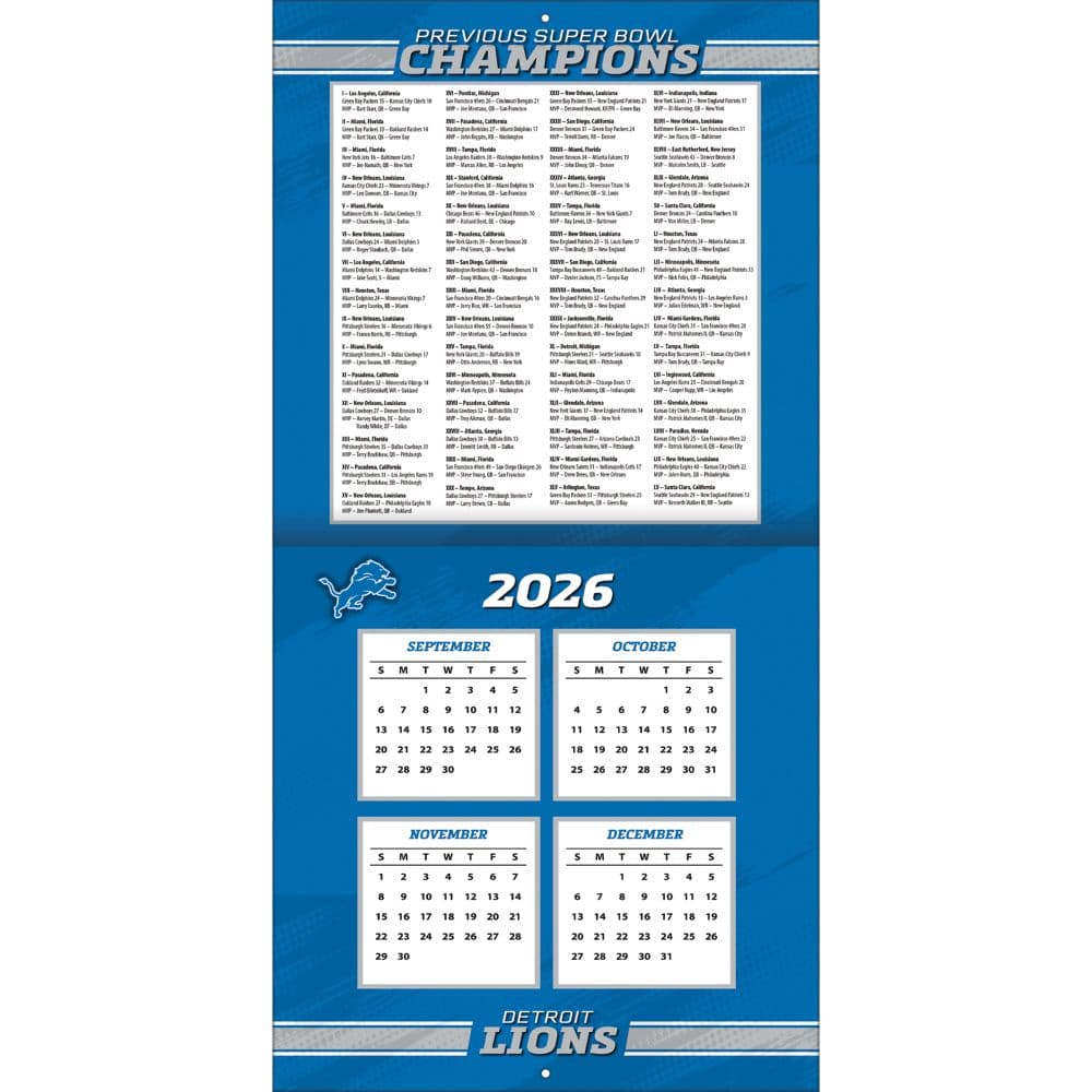 NFL Detroit Lions 2027 Wall Calendar Second Alternate Image