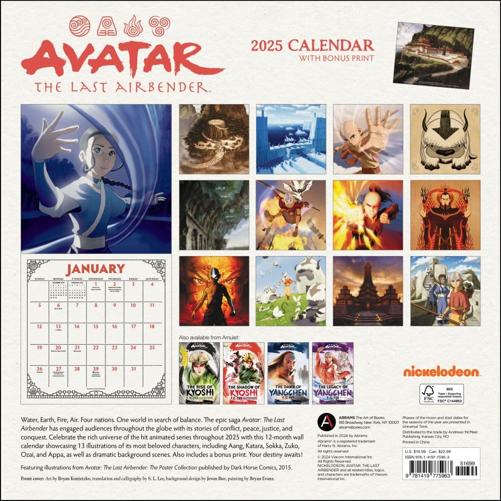 Avatar Last Airbender Collectors Edition 2025 Wall Calendar First Alternate Image