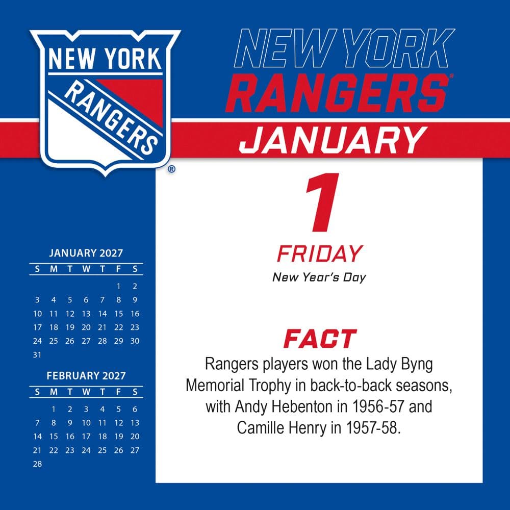 NHL New York Rangers 2027 Desk Calendar Second Alternate Image
