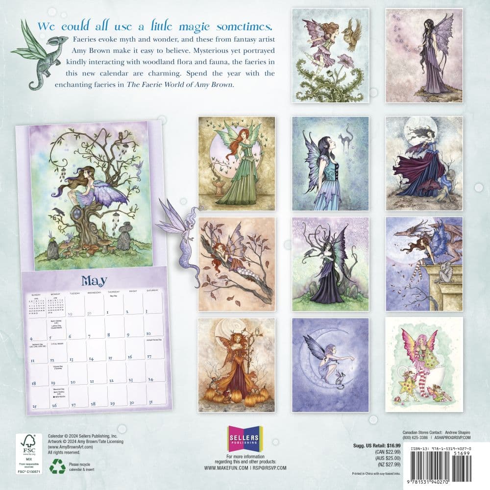 Faerie World by Amy Brown 2025 Wall Calendar