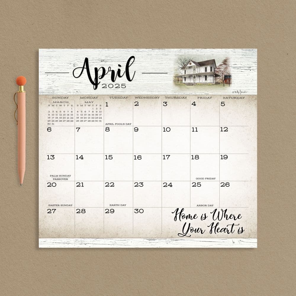 Farmhouse 2025 Magnetic Desk Calendar April