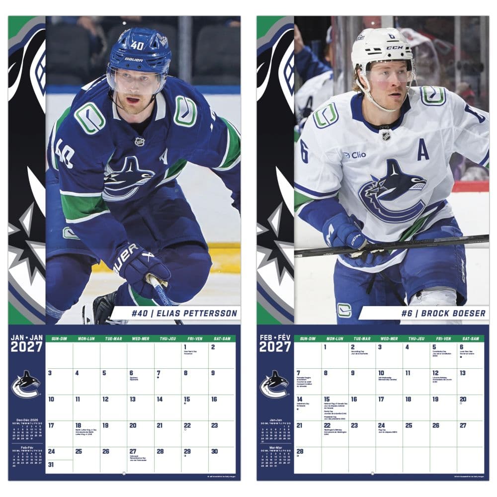 Vancouver Canucks Bilingual French 2027 Wall Calendar Fifth Alternate Image