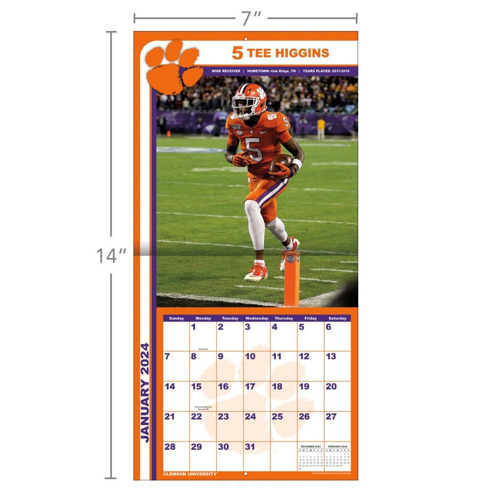 Clemson Tigers 2024 Mini Wall Calendar Fifth Alternate Image width=&quot;1000&quot; height=&quot;1000&quot;