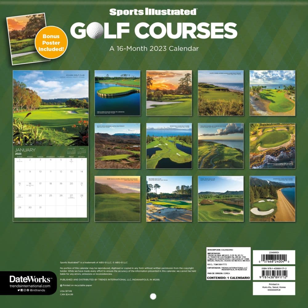 SI Golf Courses 2023 Wall Calendar - Calendars.com