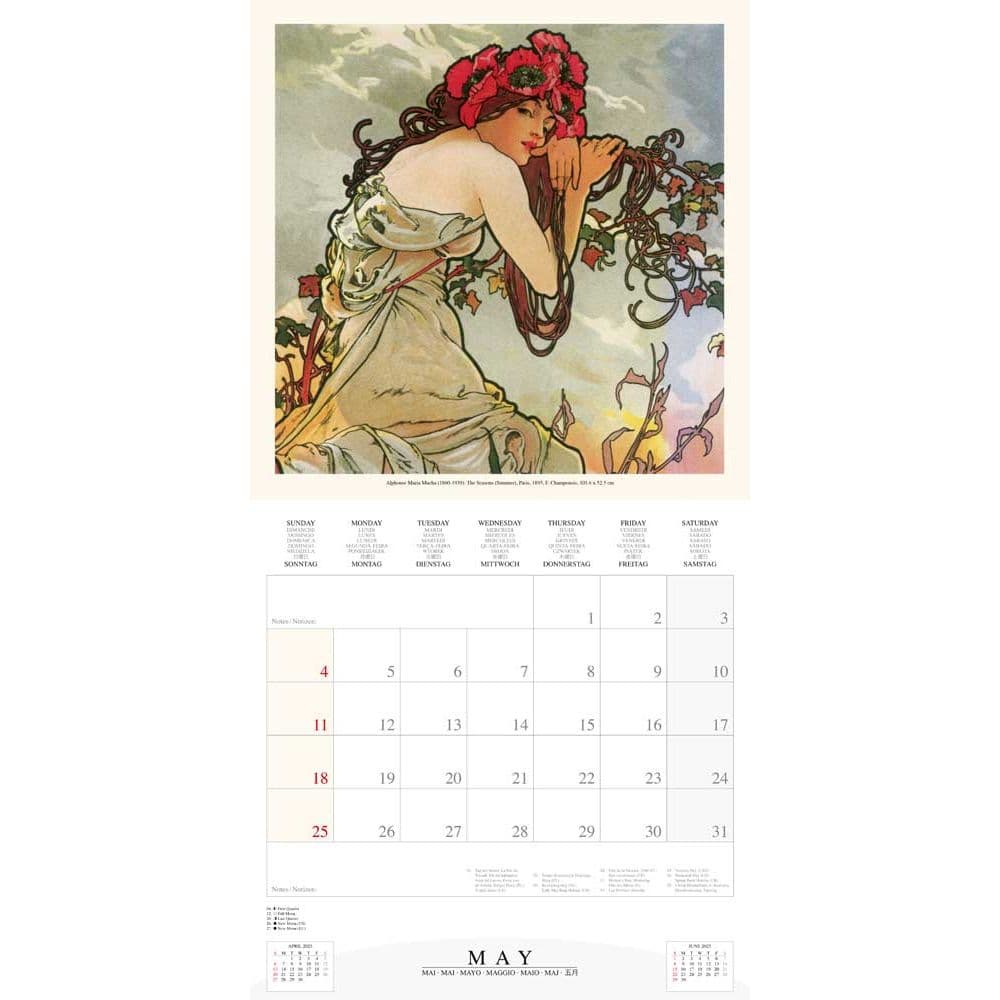 Mucha Poster Art 2025 Wall Calendar Fifth Alternate Image width="1000" height="1000"