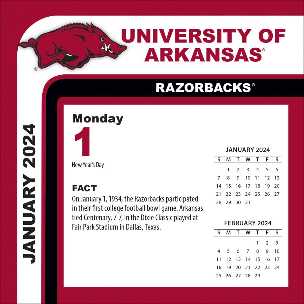 Arkansas Razorbacks 2024 Desk Calendar