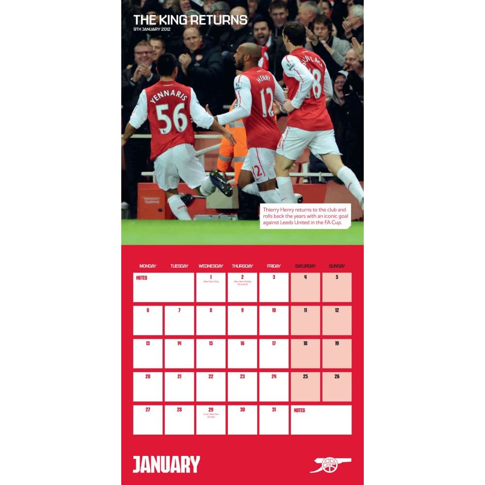 Arsenal Legends 2025 Wall Calendar interior 2