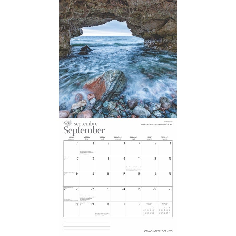 Canadian Wilderness 2025 Wall Calendar interior