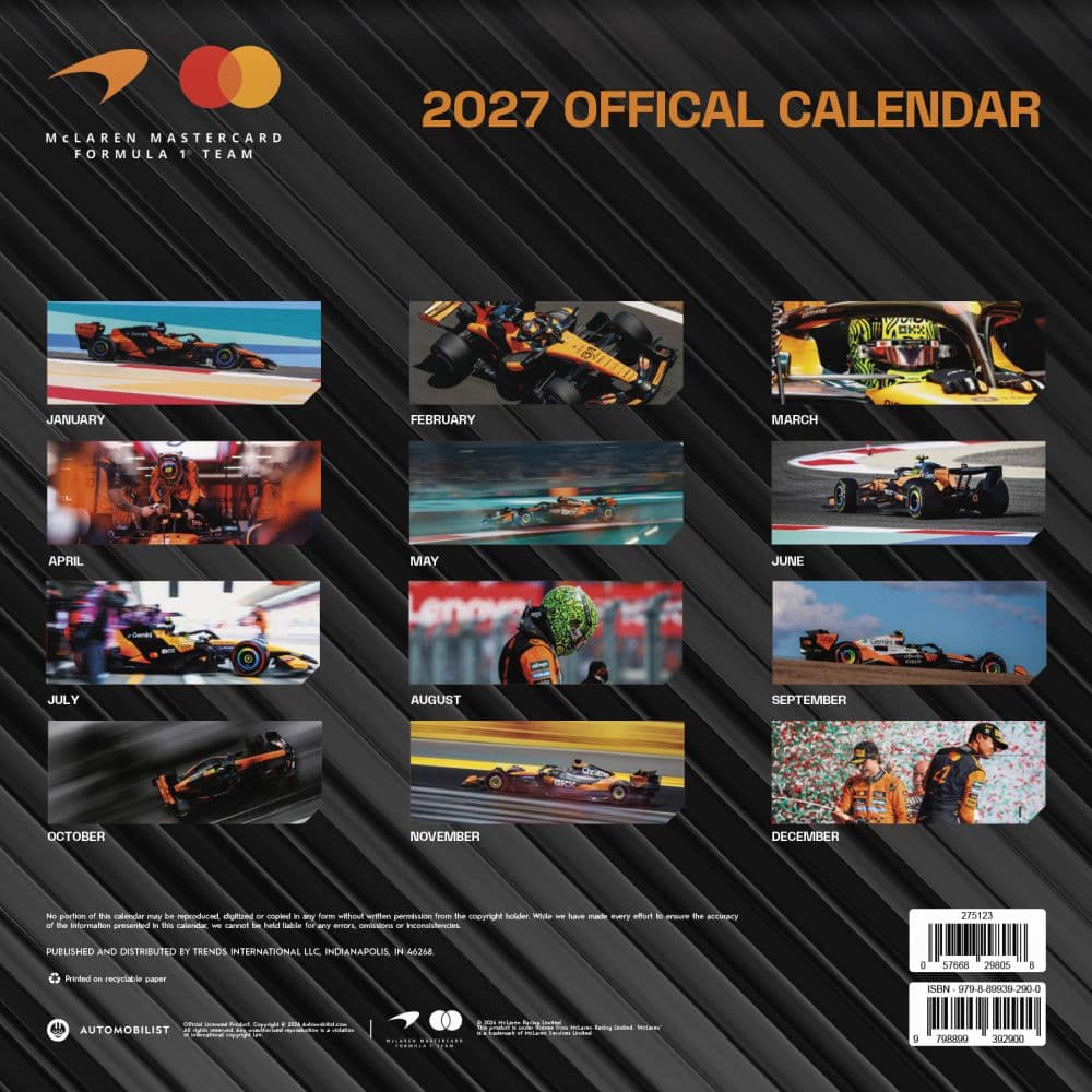 McLaren Racing 2027 Wall Calendar First Alternate Image
