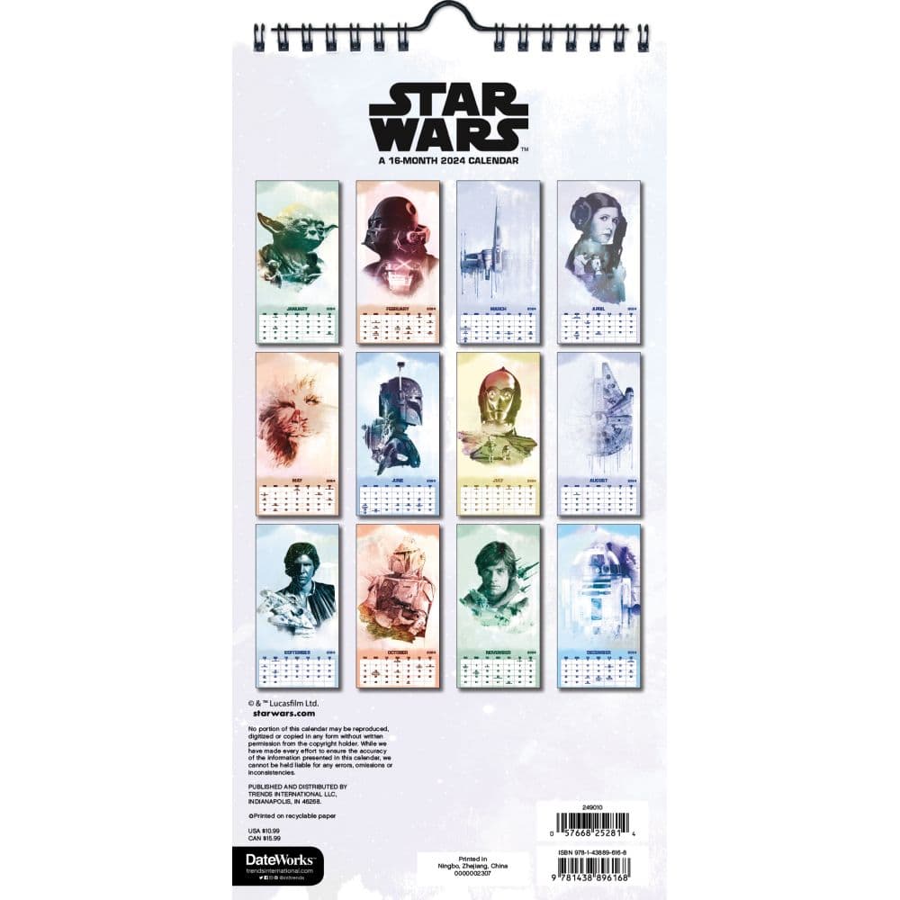 Star Wars 2024 Slim Wall Calendar