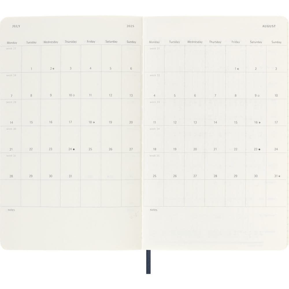 Moleskine Large Blue Weekly Soft Cover 2025 Planner Fifth Alternate Image