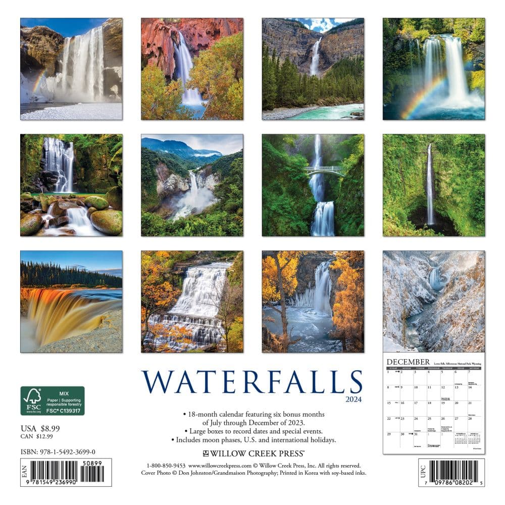 Waterfalls 2024 Mini Wall Calendar