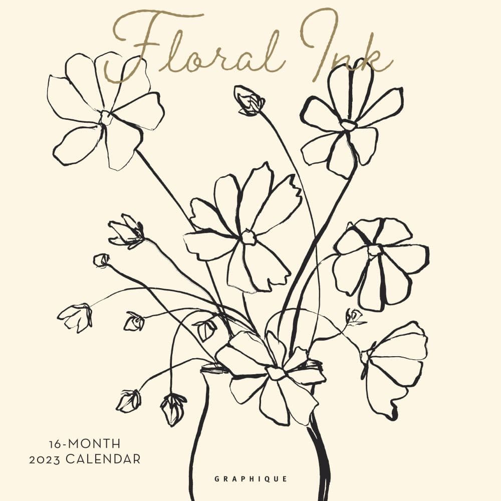 Graphique De France Floral Ink 2023 Wall Calendar