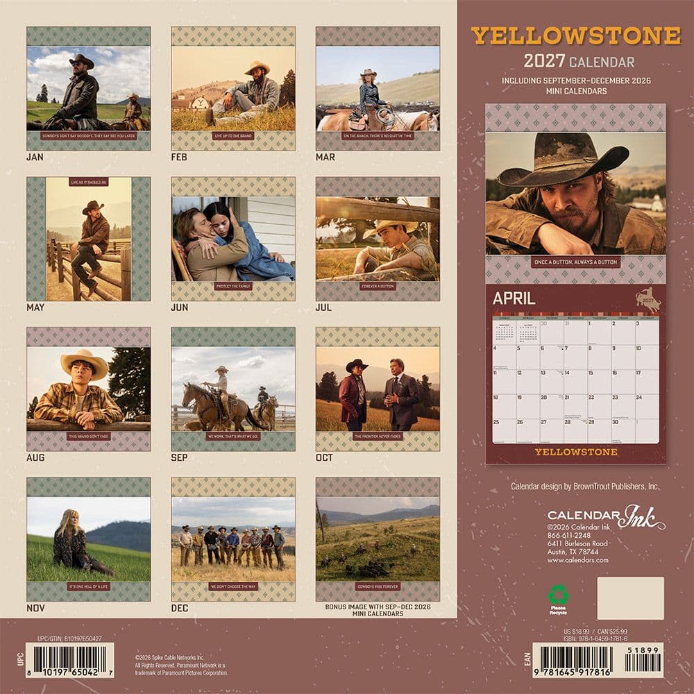 Yellowstone TV 2027 Wall Calendar First Alternate Image