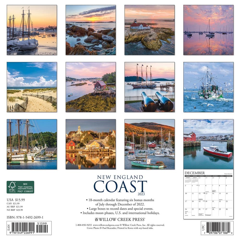 New England Coast 2023 Wall Calendar - Calendars.com