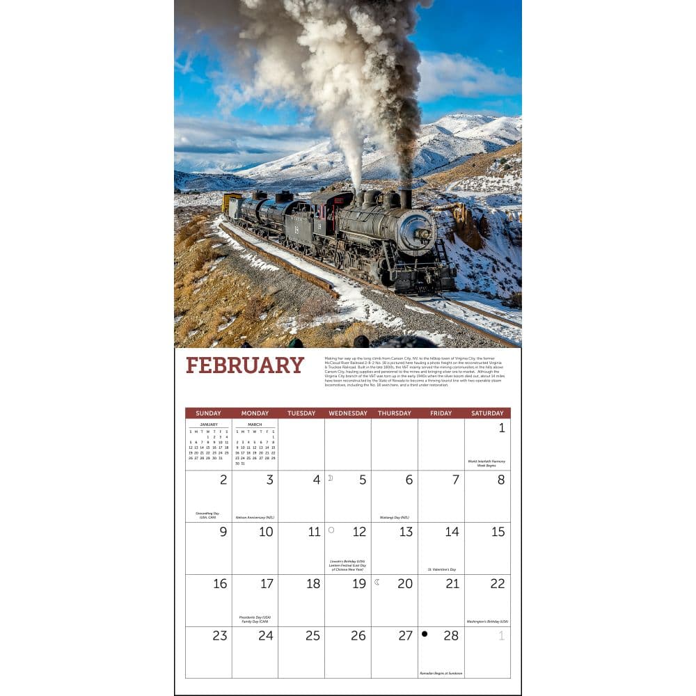 Steam Trains 2025 Wall Calendar