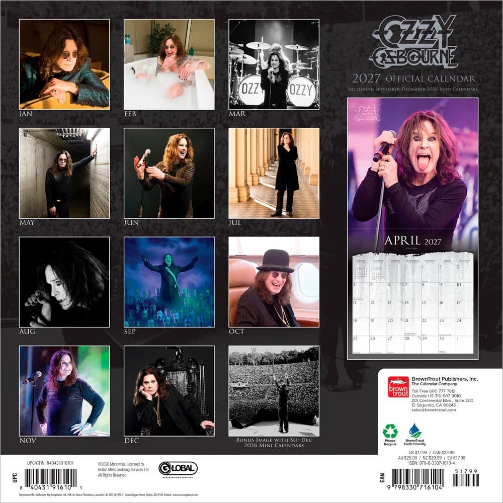 Ozzy Osbourne 2027 Wall Calendar First Alternate Image