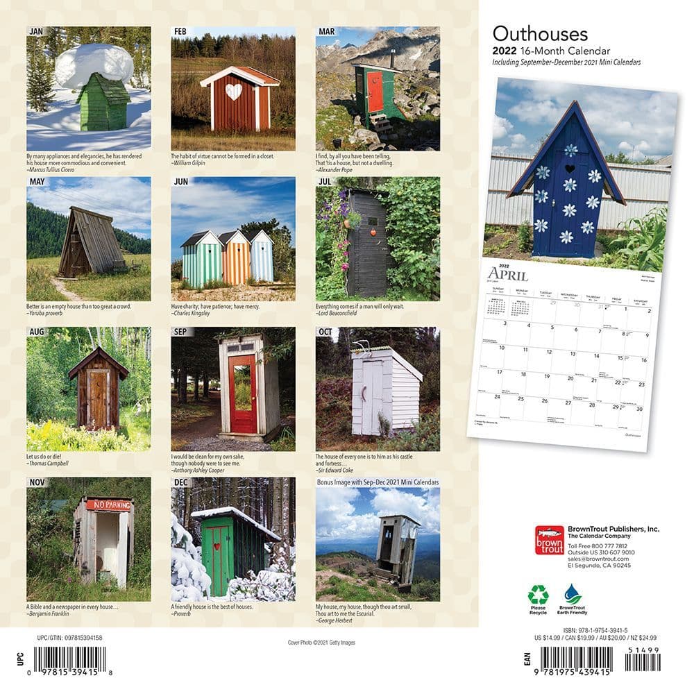 Outhouses 2022 Wall Calendar - Calendars.com